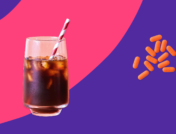 iced coffee next to pain relievers- caffeine pain relief