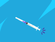 A flu vaccine with bubbles represent flu shot reactions and flu shot side effects