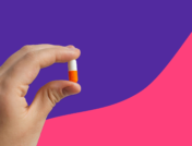 hand holding a pill - z pak for strep