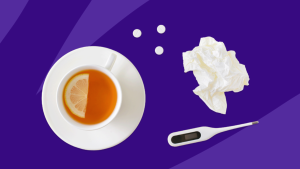 cup of tea with tissues and thermometer - how long is a cold contagious