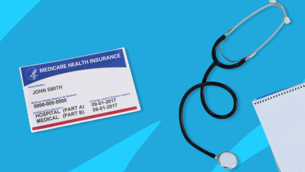 Medicare insurance card and stethoscope: