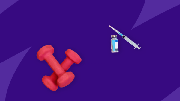 Dumbells and syringe — exercise after allergy shot