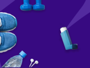Inhaler next to workout gear - exercise induced asthma