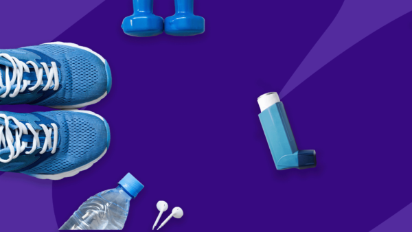 Inhaler next to workout gear - exercise induced asthma