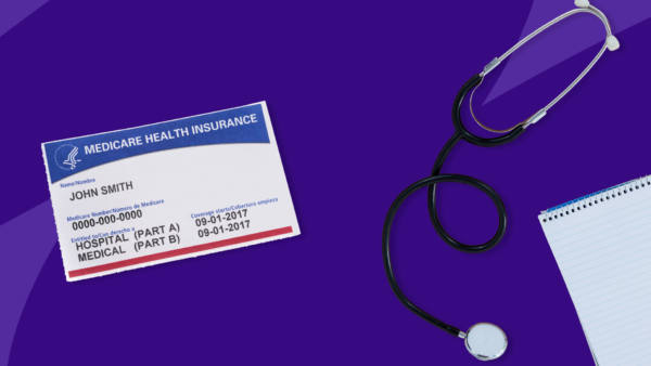 Medicare ID card and stethoscope: Medicare Part D vs. Medicare Advantage