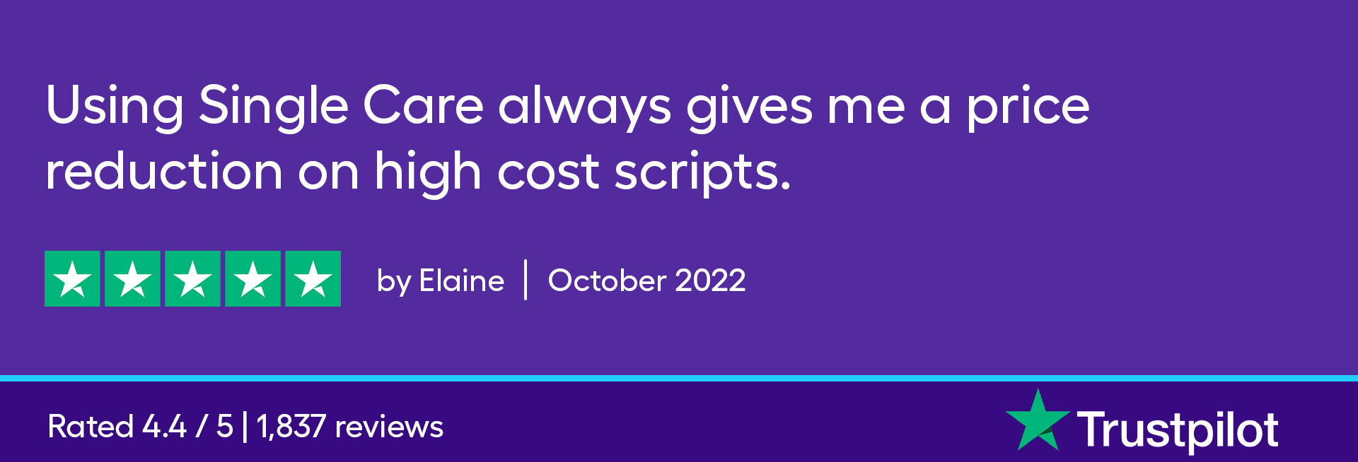 Using Single Care always gives me a price reduction on high cost scripts.