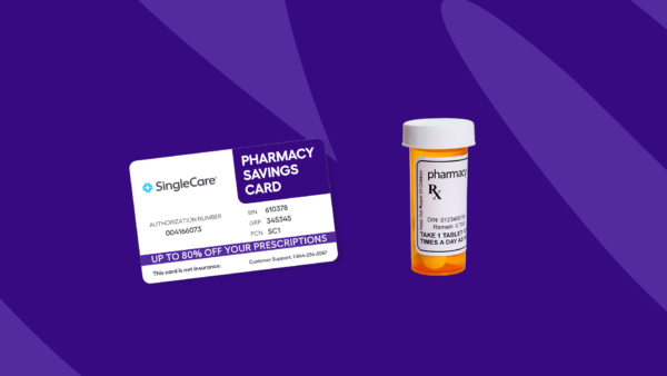 SingleCare savings card and Rx pill bottle: How much do blood thinners cost in 2022?