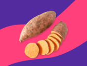 Image of a sweet potato with slices - sweet potato benefits