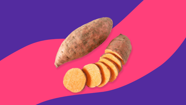 Image of a sweet potato with slices - sweet potato benefits