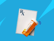 Rx pill bottle and prescription pad: Tzield