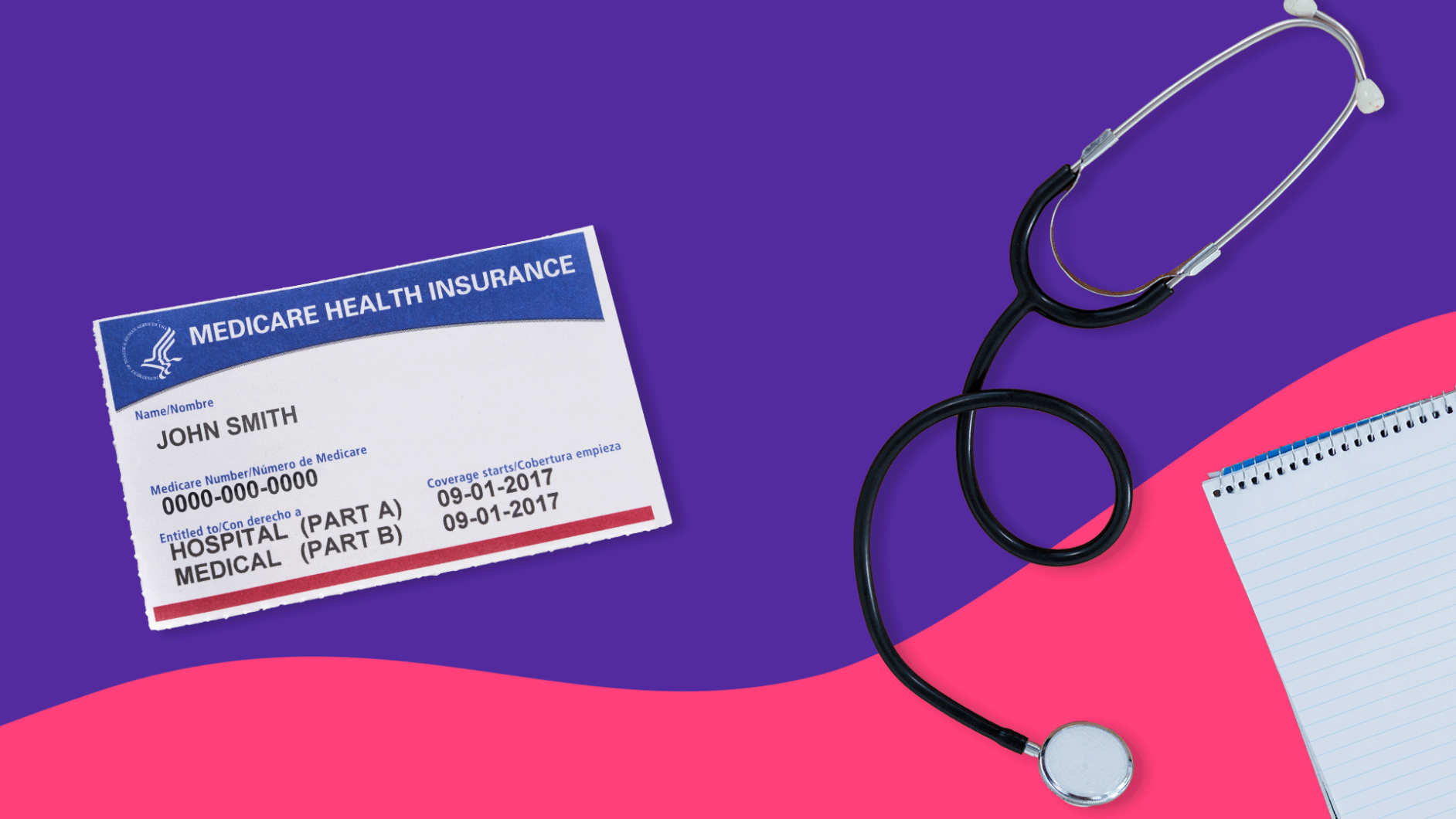 Medicare insurance card, stethoscope, and notebook: What is medigap?