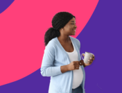 pregnant woman with a cup of coffee - caffeine and pregnancy