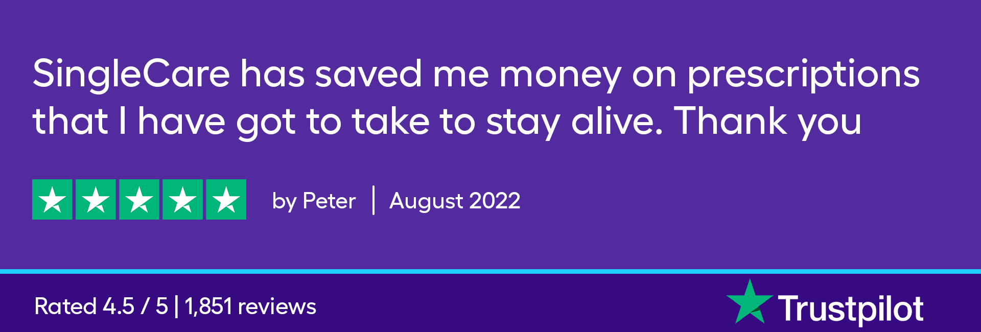 SingleCare has saved me money on prescriptions that I have got to take to stay alive. Thank you.