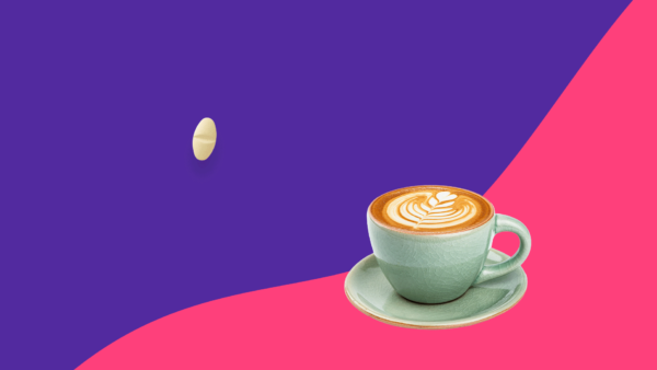 cappuccino next to tablet - pantoprazole and coffee