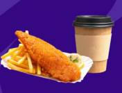 fried chicken next to cup of coffee - foods to avoid if you have heart palpitations