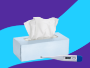 box of tissue with thermometer for flu complications