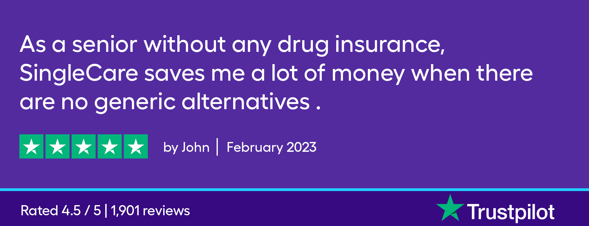 As a senior without any drug insurance, SingleCare saves me a lot of money when there are no generic alternatives. 