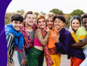 A diverse group of friends dressed in vibrant clothing: Guide to LGBTQ+ health care