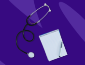 Stethoscope with notebook and pen: Colon cancer symptoms