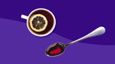 Tea with lemon and spoon with honey: Dry throat remedies