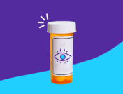Rx pill bottle with eye image: Causes of stye