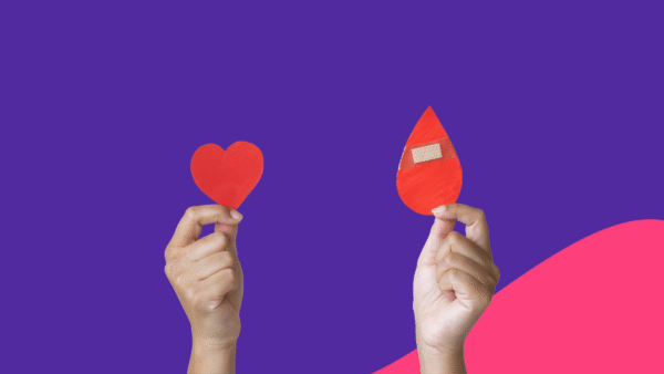 Paper heart and drop of blood - rarest blood type