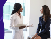 Doctor talking to female patient: Phentermine side effects in females