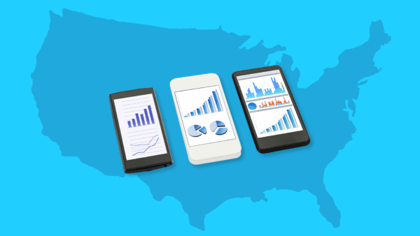 Three smartphones showing graphs and charts: Weight loss statistics