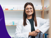 Pharmacist standing in pharmacy: