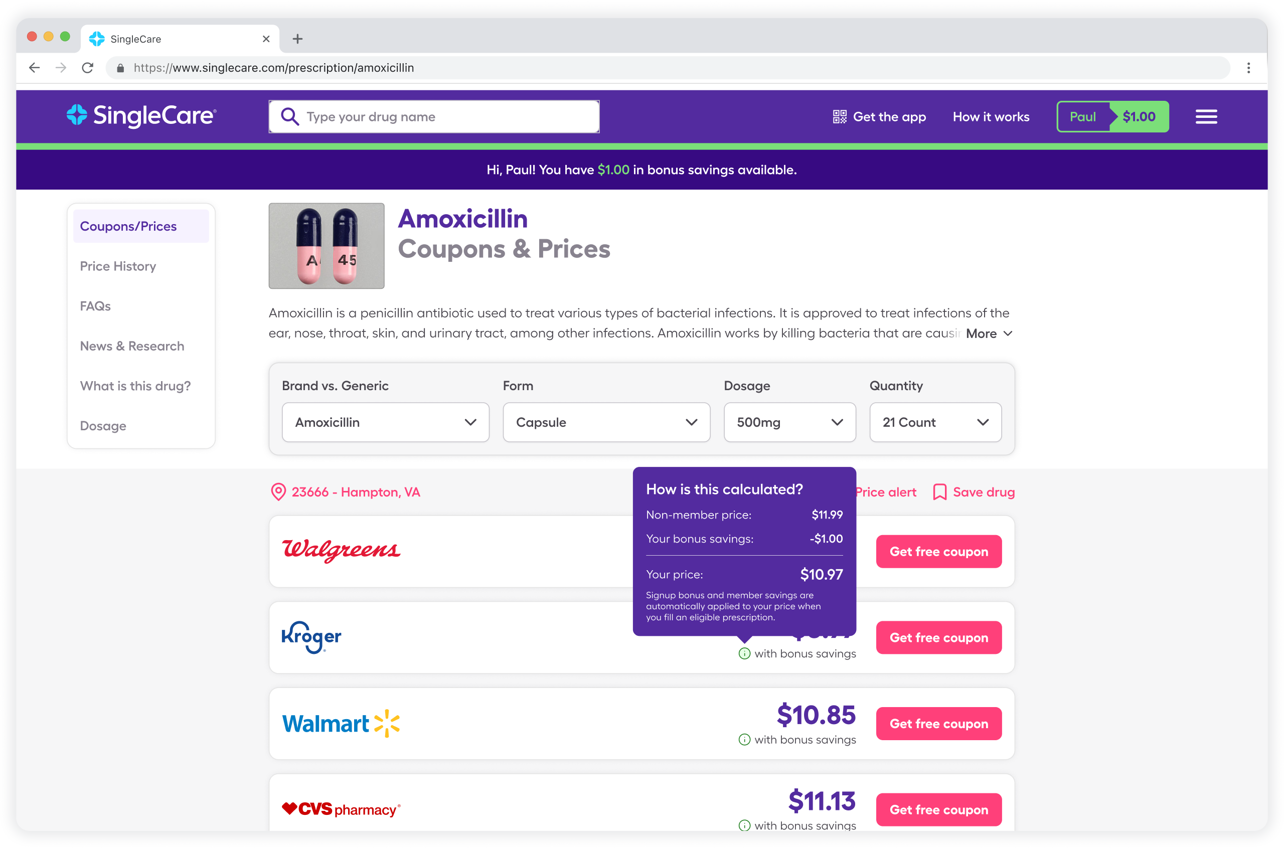 See how to use SingleCare Member Savings