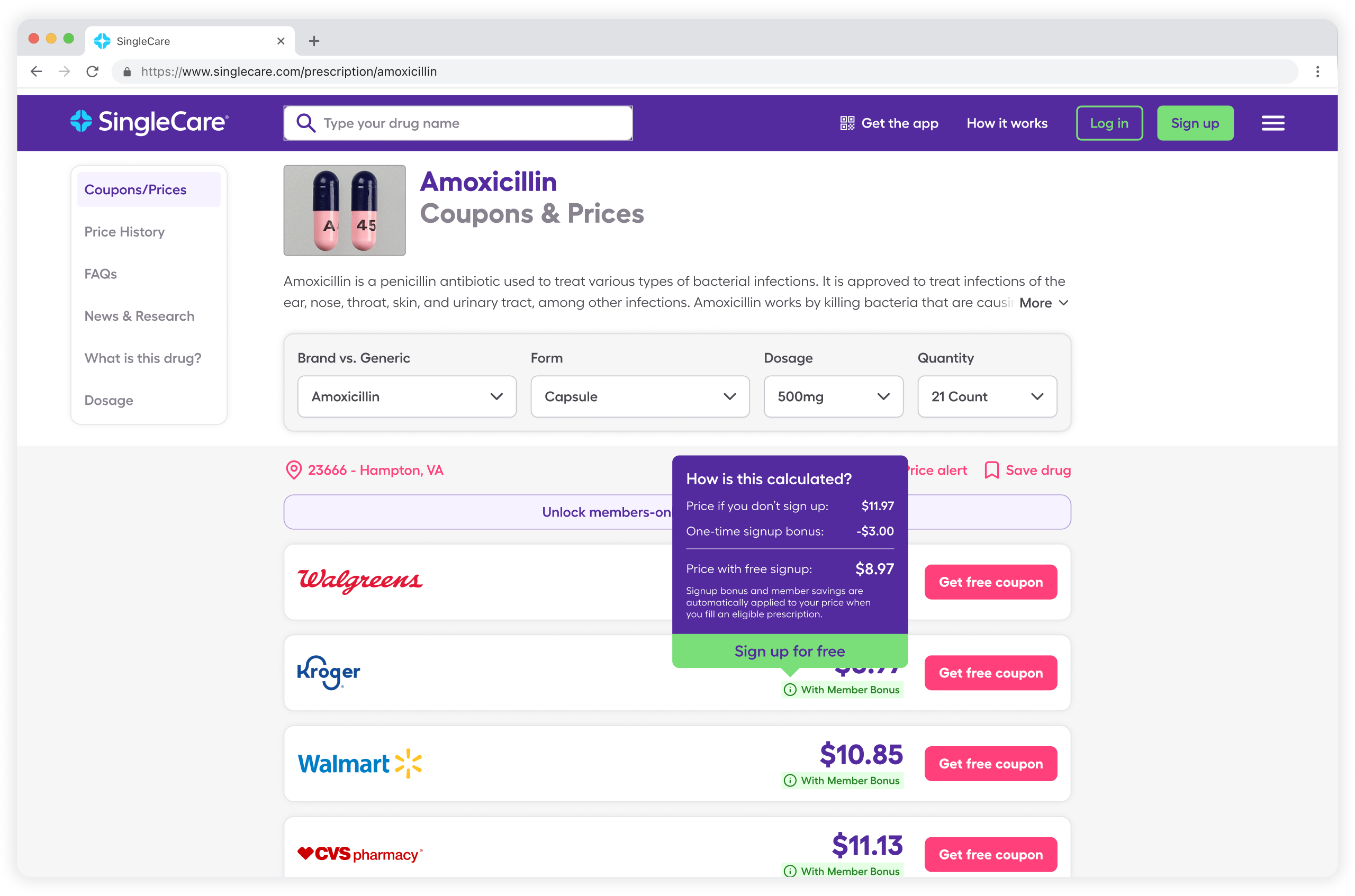 See SingleCare Member Savings pricing