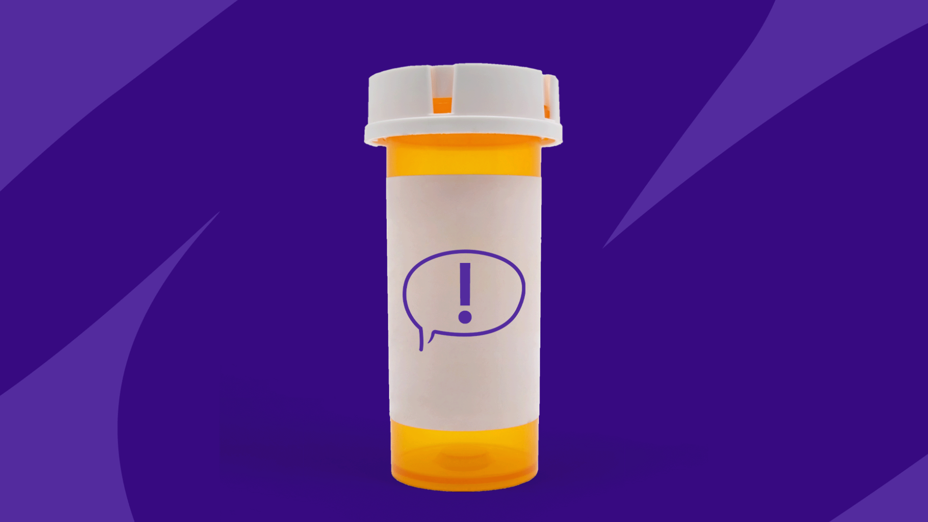 A pill bottle with an exclamation mark on the label: Biotin side effects