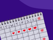 A calendar with five days marked with red hearts: How to make your period end faster