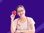 A woman with a stethoscope and heart | cholesterol levels by age chart