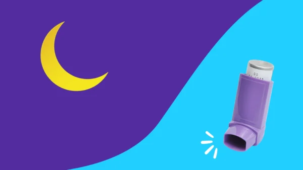 Picture of a moon and an asthma inhaler | Why is asthma worse at night?