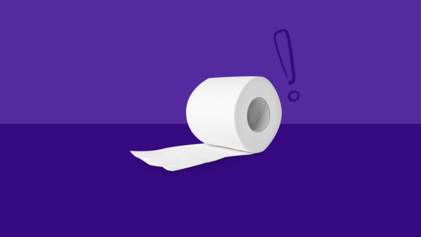 A roll of toilet paper with an exclamation point: How to get rid of hemorrhoids fast