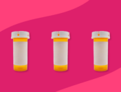 Three Rx pill bottles: Sumatriptan interactions