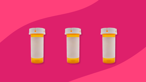 Three Rx pill bottles: Sumatriptan interactions