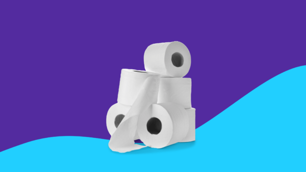 A stack of toilet paper rolls: Why do I have to poop right after I have to eat?
