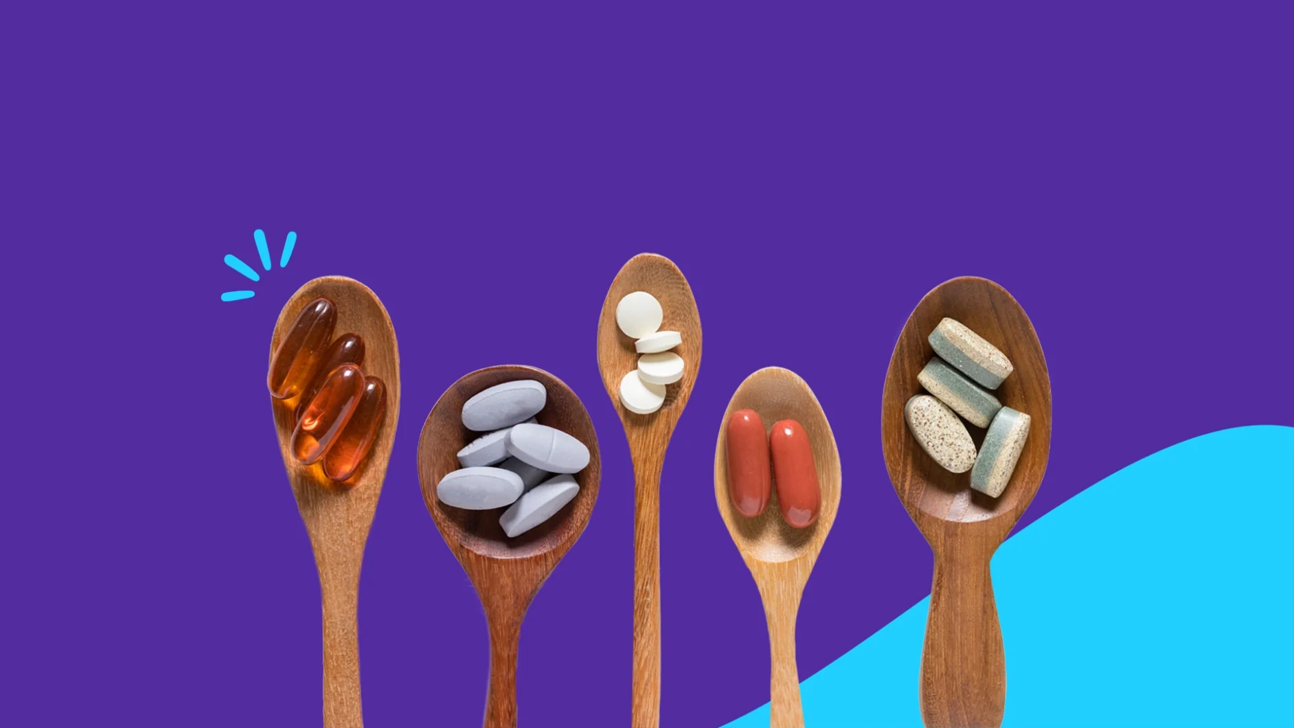 Image of supplemets on a spoon - vitamins for depression