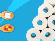 Image of toilet paper and probiotics capsules - do probiotics make you poop