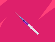 A syringe with a pink background: Lupron Depot side effects