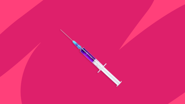 A syringe with a pink background: Lupron Depot side effects