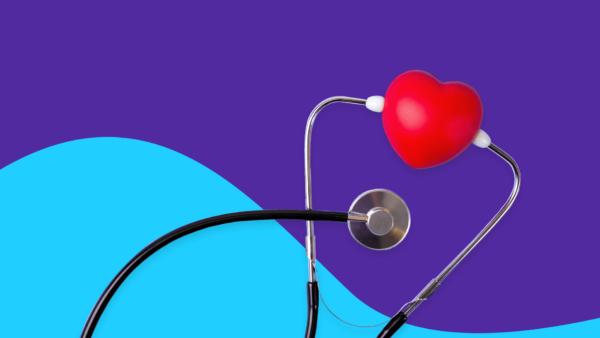 A stethoscope with a heart between the earpieces: Normal resting heart rate for men