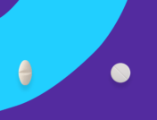 Two pills side by side: Amoxicillin and ibuprofen
