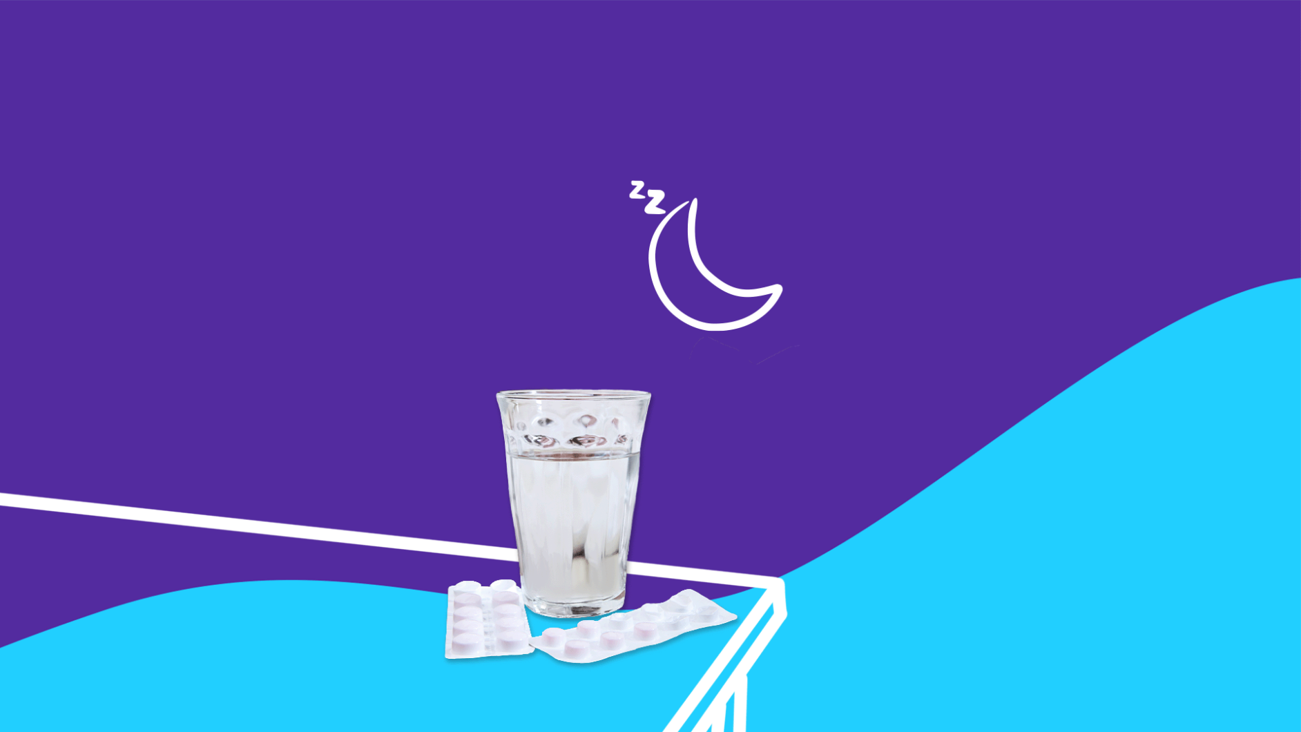 A glass of water with some pills on a table and the moon in the background: Can you take Synthroid at night?