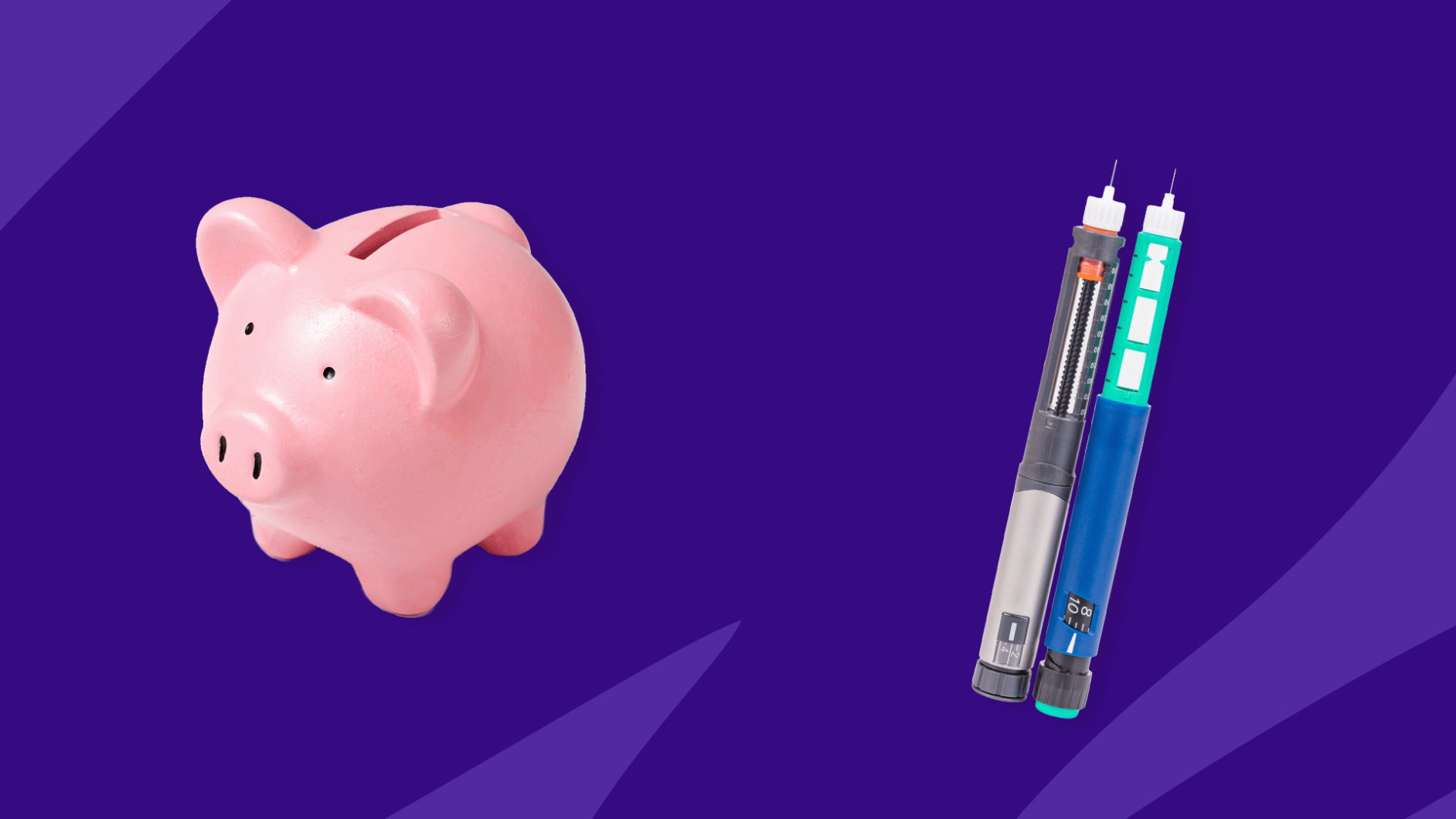 A piggy bank and two autoinjector pens: Nucala savings tips