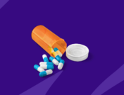 An Rx pill bottle with blue and white capsules: Can you take phentermine and Adderall?