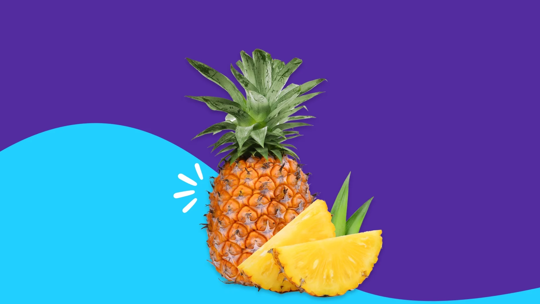 image of a whole pineapple and pineapple slices - is pineapple good for diabetics