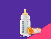 baby bottle next to pills - lisinopril nursing considerations